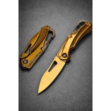 Haki Store Mini Gold Katlanır Çakı Altın Renk Paslanmaz Çelik Anahtarlık Çakı