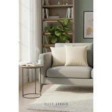 Sleep Garden Erguvan Serisi Kadife Bej Taşlı Dekoratif Kırlent 45X45 2'li