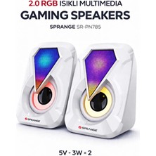 JetucuzAl Sprange SR-PN785 2.0 Rgb Işıklı Multimedia 5V 3W*2 Gaming Oyuncu Speaker -Beyaz