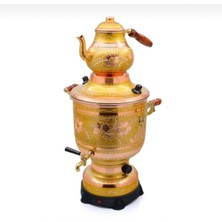 Airobazar %100 Saf Bakır Elektrikli Geleneksel Bakır Semaver El Yapımı Işlemeli, 6 Litre