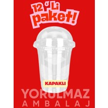 Yorulmaz Ambalaj 🥤 🥤🥤 400 cc Kapaklı Plastik Bardak – Sızdırmaz, Dayanıklı ve Pratik Kullanım 12 Li