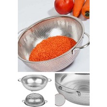 Feyza Design Paslanmaz Çelik 26 cm Makarna Süzgeci Metal Kulplu