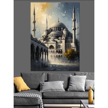 Karizma Tablo Istanbul Sultanahmet Camii Gece Manzarası Dekoratif Kanvas - Mdf Ahşap Tablo