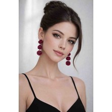 Myth Atelier Plum Love El Yapımı Mürdüm Sallantılı Özel Tasarım Gül Küpe