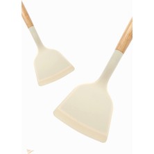 Feyza Design Yumuşak Bambu Saplı Çok Renkli Silikon Spatula, Pratik ve Şık Tasarım