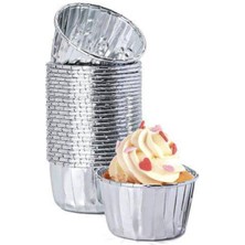 Parti Show Gümüş Folyo Muffin Kek Kapsülü (25 Adet) Muffin Kağıt Gümüş