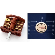 FullYedek Kumtel Uyumlu  B66-SF2 Ankastre Fırın Anahtarı , Kumtel 8 Konum Komütatör Şalteri