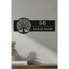 Grandmix Kişiye Özel Hayat Ağacı Metal Kapı Isimliği Isim ve Numara Yazılı Duvar Tabelası