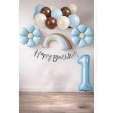 Retro 1 Yaş Papatya Temalı Erkek Bebek Konsept Doğum Günü Seti