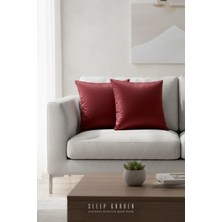 Sleep Garden Erguvan Serisi Kadife Bordo Taşlı Dekoratif Kırlent 45X45 2'li