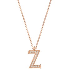 KENPAZAR 925 Ayar Gümüş Rose Z Harfi Kadın Gümüş Kolye