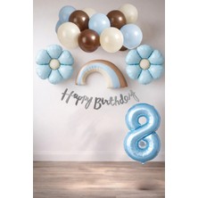 Patladı Gitti Retro 8 Yaş Papatya Temalı Erkek Bebek Konsept Doğum Günü Seti