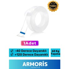 Armoris Yeni Seri Ultra Süper Güçlü Yüksek Mukavemetli Nano Teknolojili Çift Taraflı Şeffaf 1 mt Bant 1 Adet