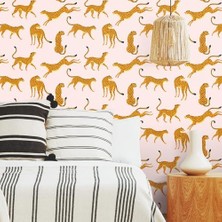 River RMK11984RL Pembe ve Turuncu Çita Çita Peel And Stick Duvar Kağıdı, Rulo