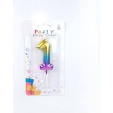 Parti Show Renkli Metalik Rakam Pasta Mum - 1