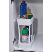 Özbience Çok Amaçlı 2 Katlı Tekerleksiz Raf, Mutfak ve Banyo Organizer