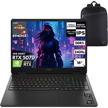 Hp Omen 16-AP0014NT Ryzen 9-8940HX 32-Gbddr5 4 Tbssd RTX5070 (8gb-Gddr7) 16" Wqxga Freedos + Hmf Sırt Çantası C12CJEAHMF5