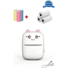 Vothoon Mini Fotoğraf Yazıcı Kablosuz Etiket Yazıcı Baskı Makinesi Ios Android Uyumlu Termal Printer Pembe