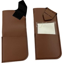 Optic Plus Cırtlı Cep Boy Cepli Deri Gözlük Kılıfı Kahverengi