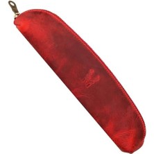 River Favara - Premium Serie Hakiki Eskitme Deri Kalemlik (Kırmızı)