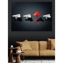 Artmeg Kırmızı Kağıt Uçak ve Hedef Dekoratif Kanvas - Mdf Ahşap Tablo