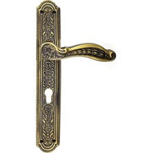 Antika Tarz Dekoratif Pirinç Ulu Model Desenli Banyo, Wc Kapı Kolu - 354X57 Mm, Antik Midastech