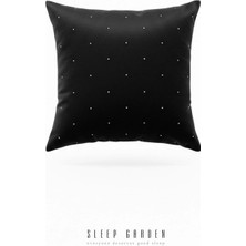 Sleep Garden Erguvan Serisi Kadife Siyah Taşlı Dekoratif Kırlent 45X45