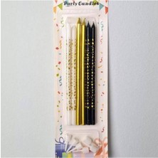 Parti Show Siyah Beyaz Gold Pasta Mumu Konfeti Desenli 6 Adet