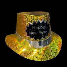 Parti Show Yılbaşı Happy New Year Fötr Şapka Hologramlı Gold 1 Adet