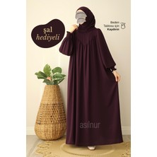 Asilnur Sema Elbise Şal Hediyeli Takım Mürdüm