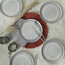 Indispensablely Keramika Stone Nordic Pasta Tabağı 22 cm 6 Adet 21426