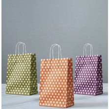 Aybaş Kağıtçılık 1.kalite 18X24 cm 3'lü Set Beyaz Benekli Kraft Çanta, Hediye Poşeti, Hediye Paketi, Mor-Turuncu-Gold