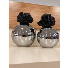 Plus Home Dekoratif 2'li Pirinç Gümüş Obje Siyah Mercan Yükseklik 23 ve 20 cm