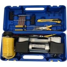 Btl Otomotiv Çift Piston Metal Hava Kompresör Kutu Çantalı Set Çakmak Fişli Akü Bağlantılı (Lastik Tamiri Pense Tornavida)