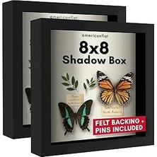 Indispensablely Americanflat 8x8 Gölge Kutusu Çerçeve Siyah Yumuşak Keten Sırtlı - Duvar Masa Üstü Için Kırılmay