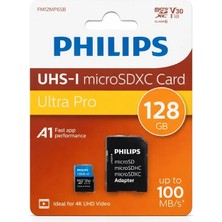 Philips FM12MP65B/00 128GB CLASS10 Uhs-I U3 Adaptörlü Micro Sdxc Kart