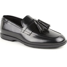 Libero L6022 Siyah Hakiki Deri Püsküllü Esnek Kauçuk Taban Erkek Klasik Loafer Ayakkabı