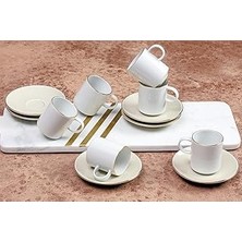 Indispensablely Porland Altın Yaldız&amp;bej 6 Kişilik Kahve Takımı 90CC