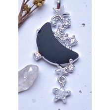 Katilus Ay Taşı Kolye Zirkon Taşlı Paslanmaz Çelik Kadın Kolye Hilal Yıldız Sarkıt Kolye