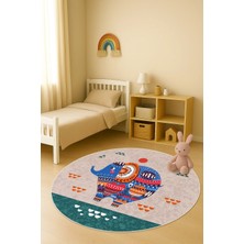 Dolce Mariee Dijital Baskı Fil Desenli Kaymaz Taban Çocuk ve Genç Odası Halısı H0319