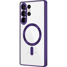Teknomoda Samsung Galaxy S26 Ultra Kılıf Kamera Lens Korumalı Renkli Magsafe Şeffaf Silikon Derin Mor