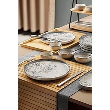 Indispensablely Kütahya Porselen Gri Flora 14 Parça 6 Kişilik Kahvaltı Takımı