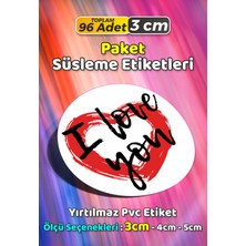 Sb Store Love You Ambalaj Hediye Paket Süsleme Etiketi Model 53 - 96 Adet 3cm