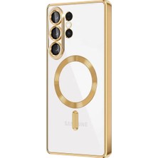 Teknomoda Samsung Galaxy S26 Ultra Kılıf Kamera Lens Korumalı Renkli Magsafe Şeffaf Silikon Gold