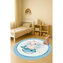 Dolce Mariee Dijital Baskı Tavşan Desenli Kaymaz Taban Çocuk ve Genç Odası Halısı H0380