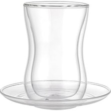 Indispensablely Leggno Vetro Borosilikat Çift Camlı Çay Bardağı Seti 150ML (4 Parça)
