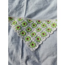 Kahvemavii Papatya Motifli Renkli Örgü Bandana