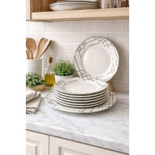 Köklü Züccaciye 7'li Desenli Pasta Tabak Seti