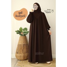 Asilnur Sema Elbise Şal Hediyeli Takım Kahverengi