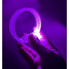 Mor LED Işıklı Baskı Yapılabilen Pilli Bileklik Bilezik 1,5 cm Genişlik Midastech